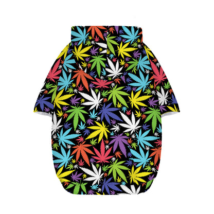 Colorful Weed Leaf Pattern Print Dog Zip Up Hoodie