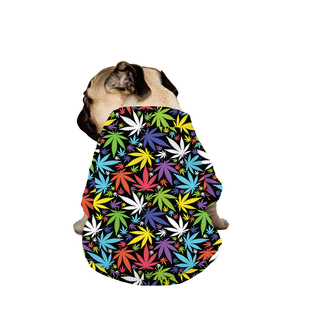 Colorful Weed Leaf Pattern Print Dog Zip Up Jacket