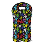 Colorful Weed Leaf Pattern Print Double Neoprene Wine Tote