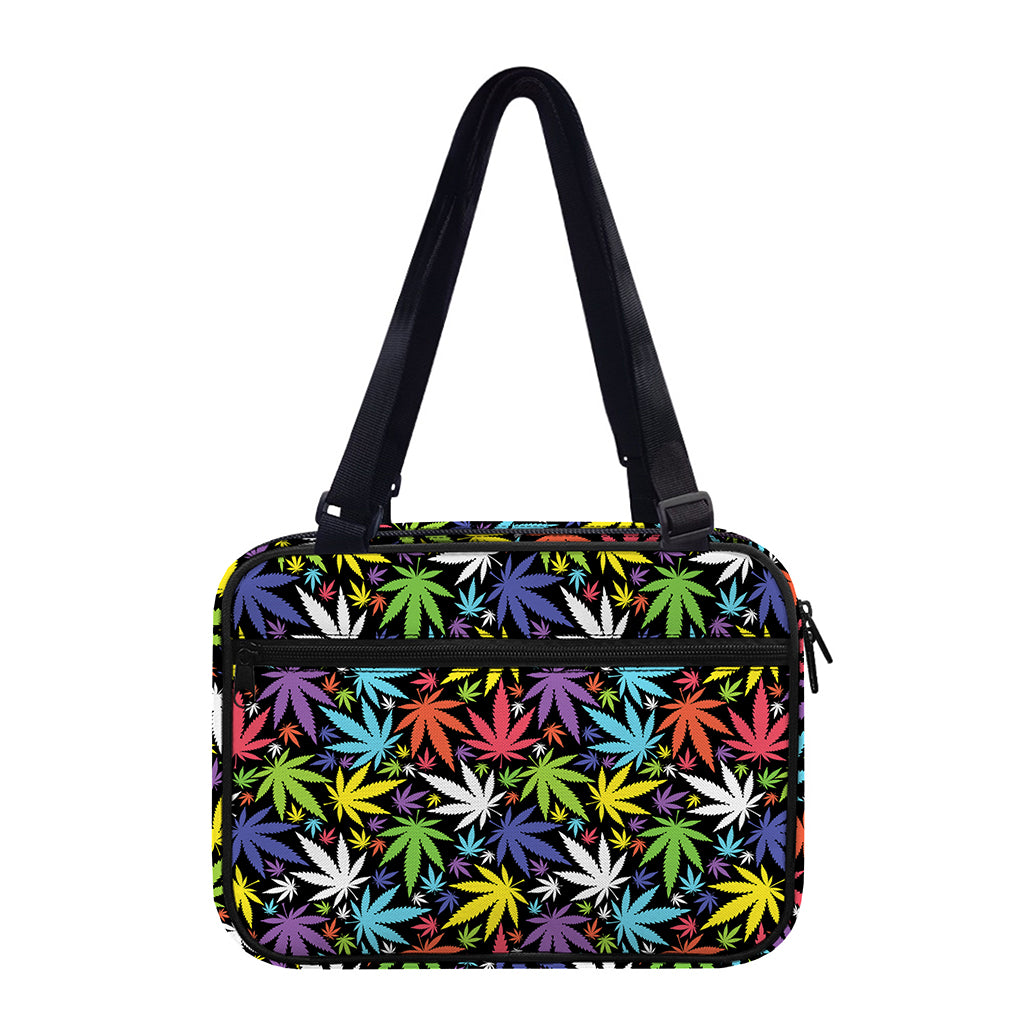 Colorful Weed Leaf Pattern Print Double Strap Bible Bag