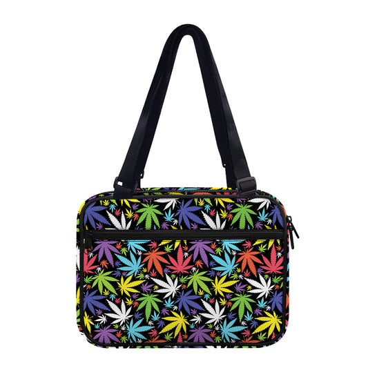 Colorful Weed Leaf Pattern Print Double Strap Bible Bag