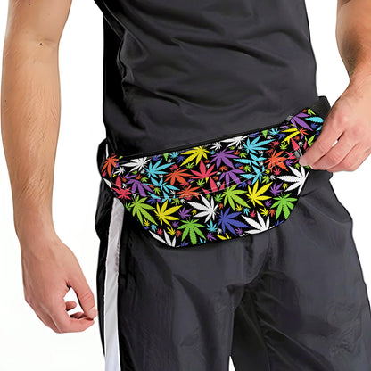 Colorful Weed Leaf Pattern Print Fanny Pack