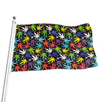 Colorful Weed Leaf Pattern Print Flag