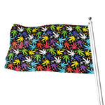 Colorful Weed Leaf Pattern Print Flag