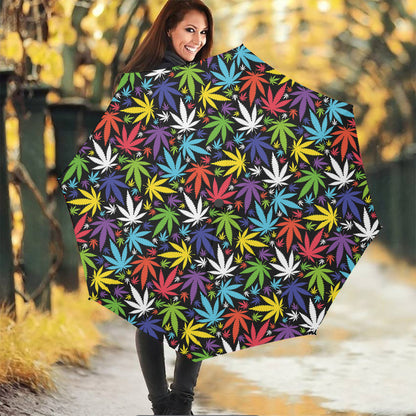 Colorful Weed Leaf Pattern Print Foldable Umbrella