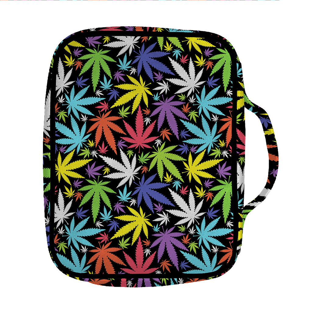 Colorful Weed Leaf Pattern Print Front Pocket Bible Bag