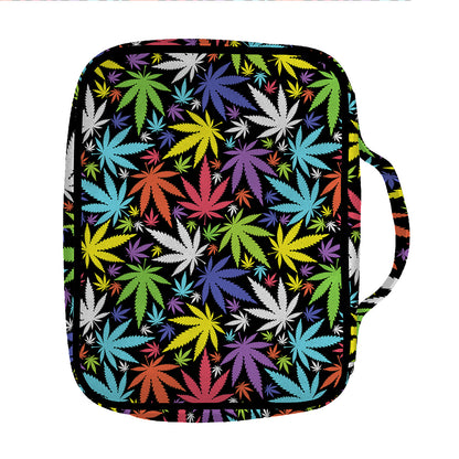 Colorful Weed Leaf Pattern Print Front Pocket Bible Bag