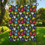 Colorful Weed Leaf Pattern Print Garden Flag