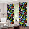 Colorful Weed Leaf Pattern Print Grommet Curtains