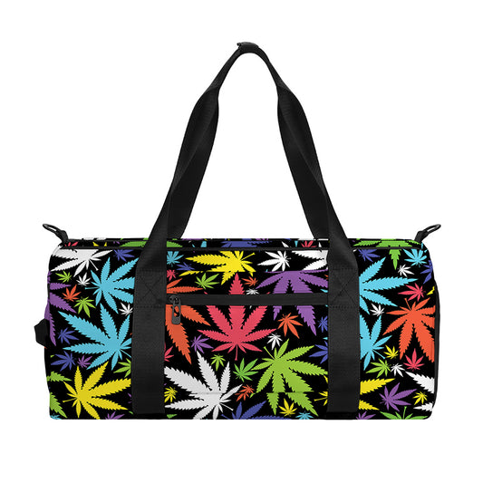 Colorful Weed Leaf Pattern Print Gym Bag