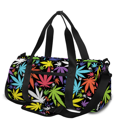 Colorful Weed Leaf Pattern Print Gym Bag