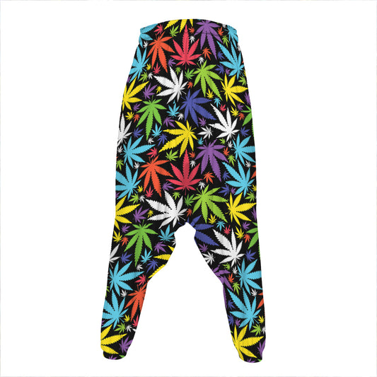 Colorful Weed Leaf Pattern Print Hammer Pants