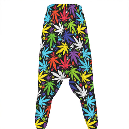 Colorful Weed Leaf Pattern Print Hammer Pants
