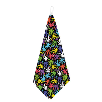 Colorful Weed Leaf Pattern Print Hand Towel