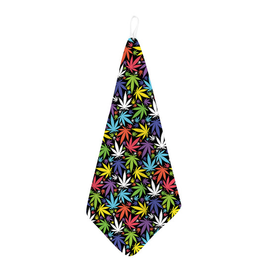 Colorful Weed Leaf Pattern Print Hand Towel