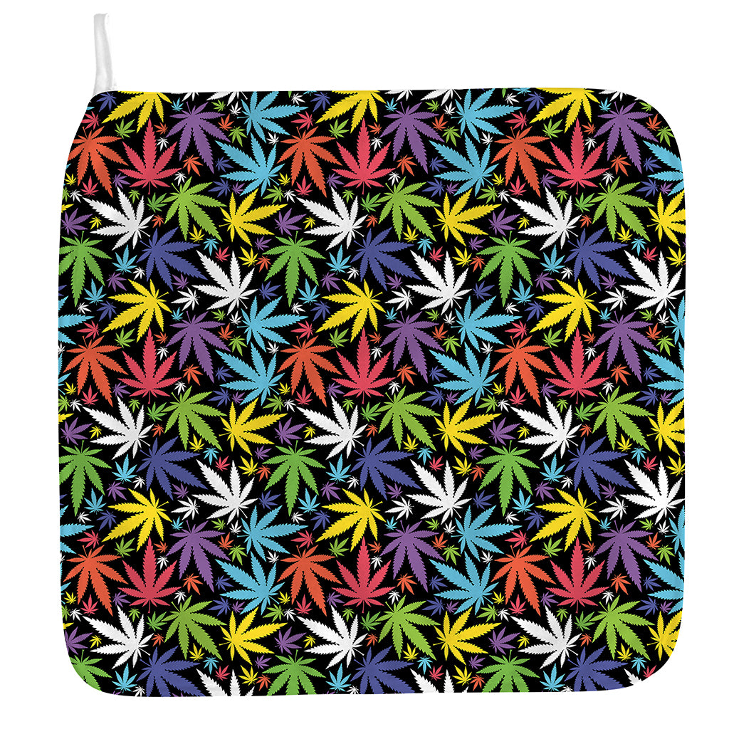 Colorful Weed Leaf Pattern Print Hand Towel