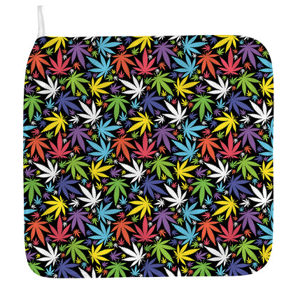 Colorful Weed Leaf Pattern Print Hand Towel