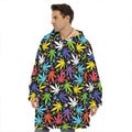 Colorful Weed Leaf Pattern Print Hoodie Blanket