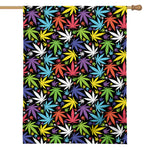 Colorful Weed Leaf Pattern Print House Flag