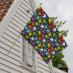 Colorful Weed Leaf Pattern Print House Flag