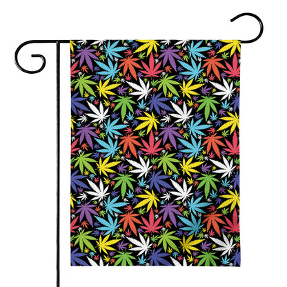 Colorful Weed Leaf Pattern Print House Flag