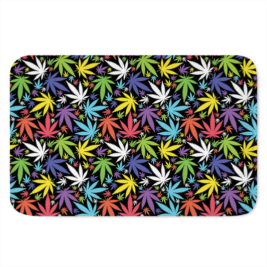 Colorful Weed Leaf Pattern Print Indoor Door Mat
