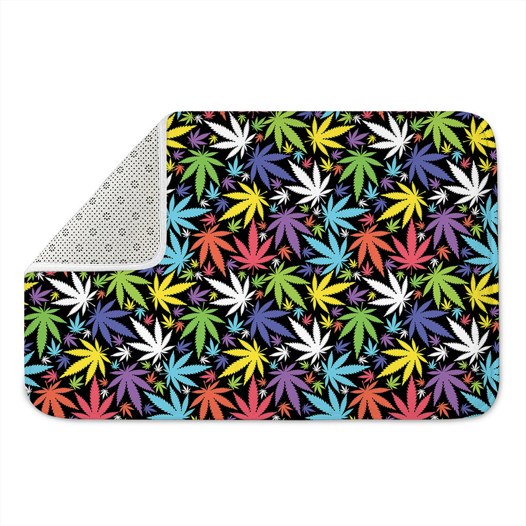 Colorful Weed Leaf Pattern Print Indoor Door Mat