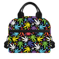 Colorful Weed Leaf Pattern Print Insulated Lunch Bag
