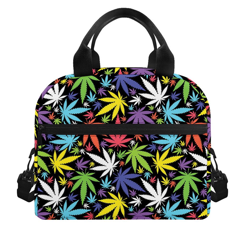 Colorful Weed Leaf Pattern Print Insulated Lunch Bag