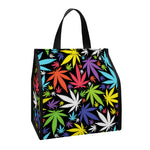 Colorful Weed Leaf Pattern Print Insulated Lunch Tote