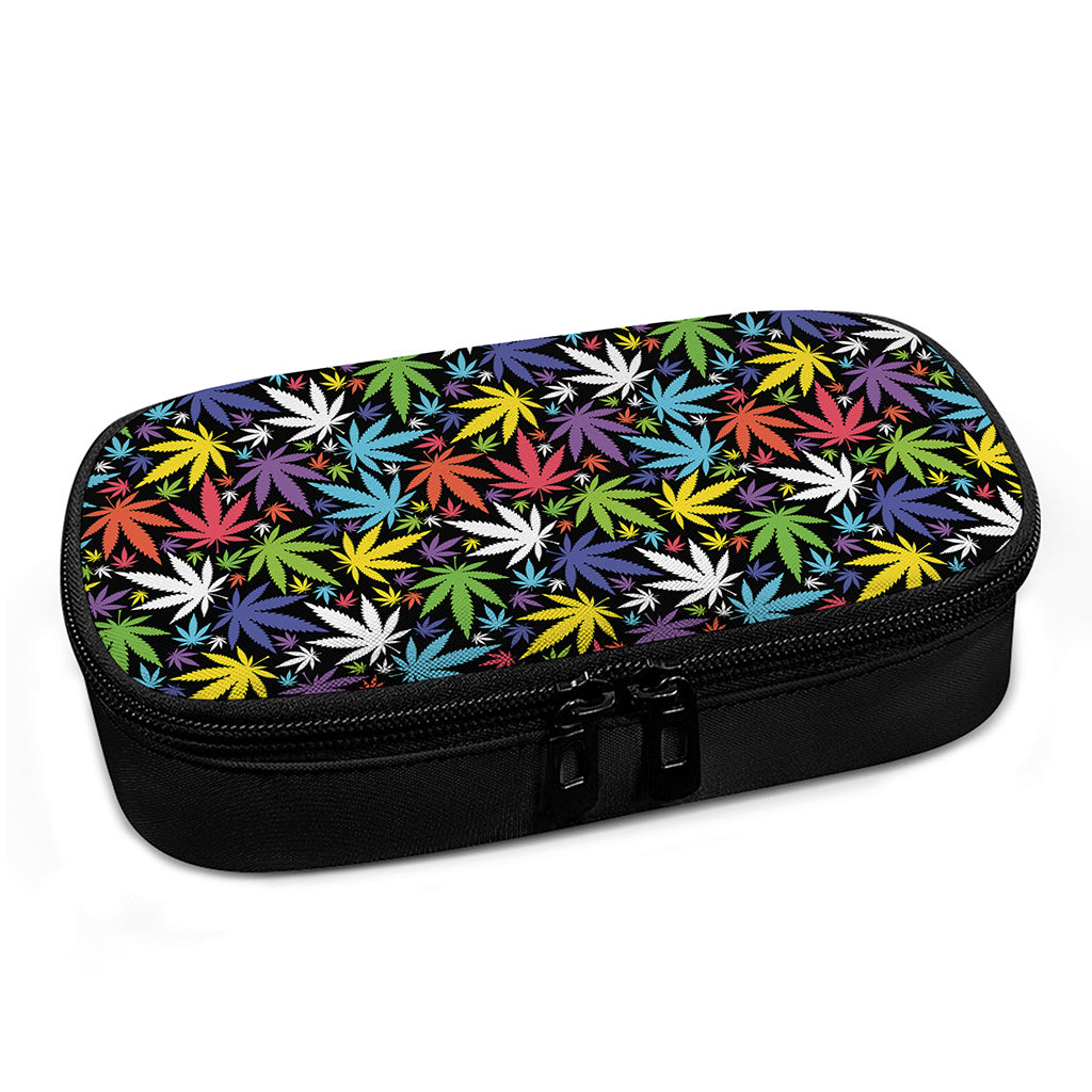 Colorful Weed Leaf Pattern Print Insulin Cooler Travel Case