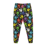 Colorful Weed Leaf Pattern Print Jogger Pants