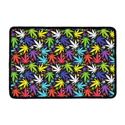 Colorful Weed Leaf Pattern Print Kitchen Mat