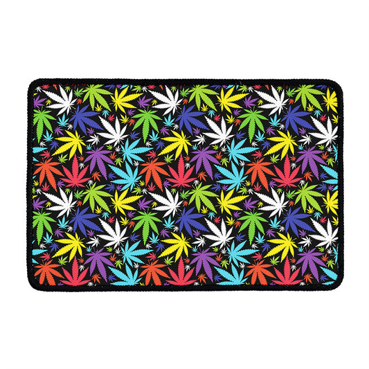 Colorful Weed Leaf Pattern Print Kitchen Mat