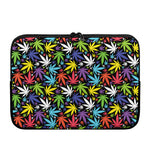 Colorful Weed Leaf Pattern Print Laptop Sleeve