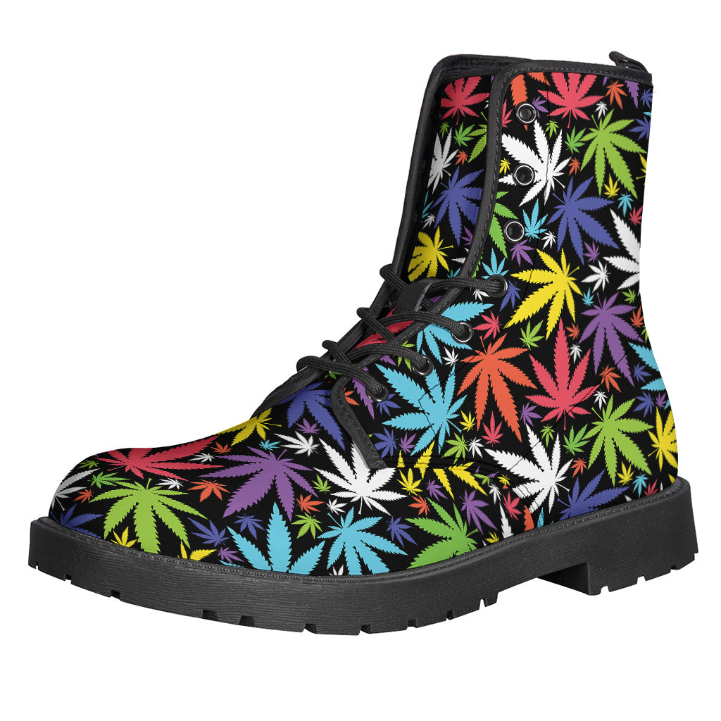 Colorful Weed Leaf Pattern Print Backpack
