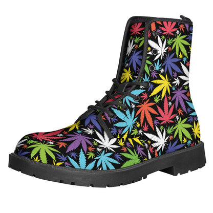 Colorful Weed Leaf Pattern Print Backpack