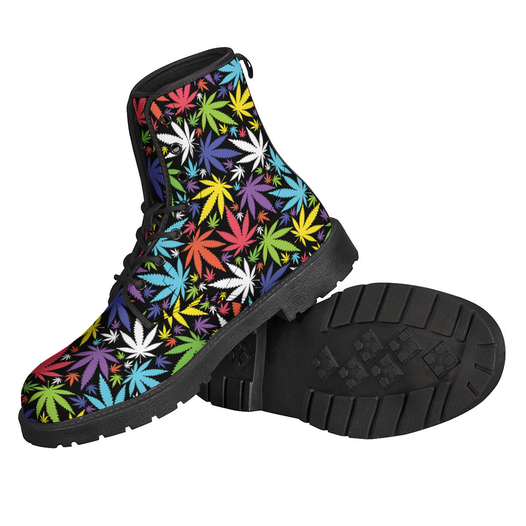 Colorful Weed Leaf Pattern Print Backpack