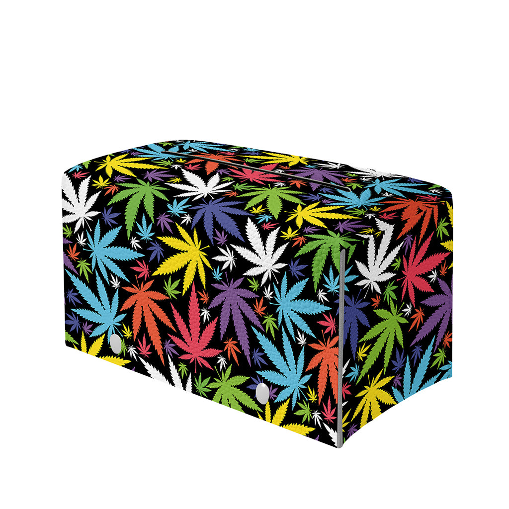 Colorful Weed Leaf Pattern Print Leather Tissue Box Cover