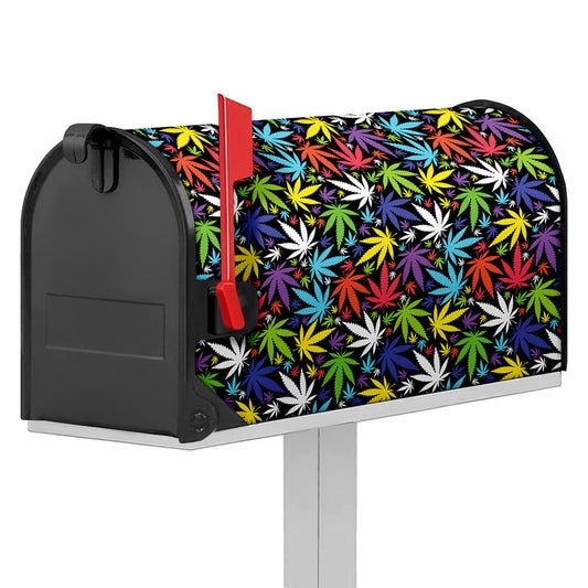 Colorful Weed Leaf Pattern Print Mailbox Cover