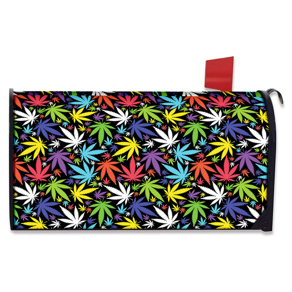 Colorful Weed Leaf Pattern Print Mailbox Cover