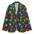 Colorful Weed Leaf Pattern Print Men's Blazer