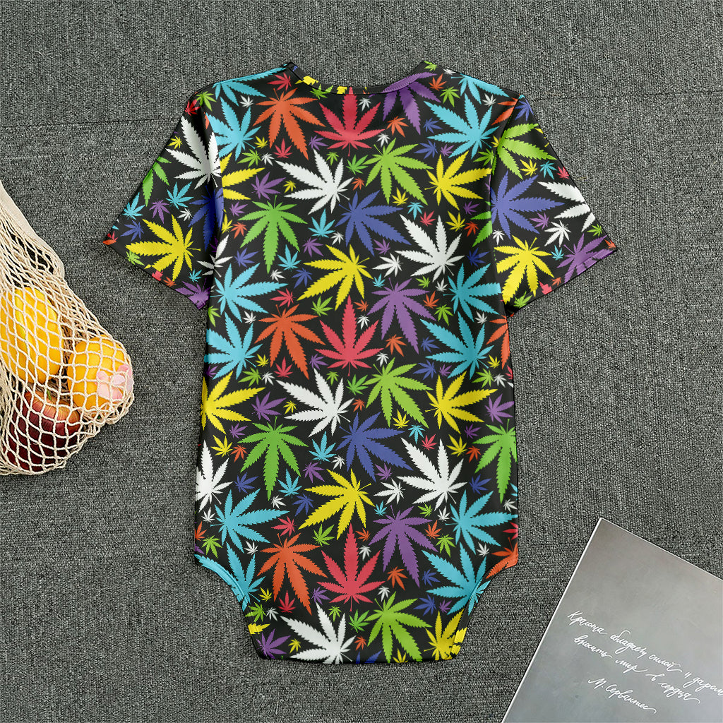 Colorful Weed Leaf Pattern Print Men's Bodysuit