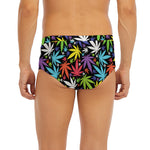 Colorful Weed Leaf Pattern Print Men's Briefs