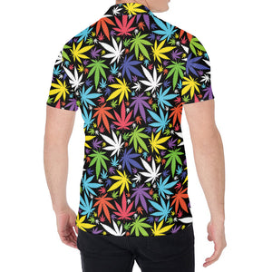 Colorful Weed Leaf Pattern Print Men's Shirt