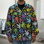 Colorful Weed Leaf Pattern Print Men's Shirt Jacket