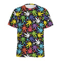 Colorful Weed Leaf Pattern Print Men's Athletic T-Shirt