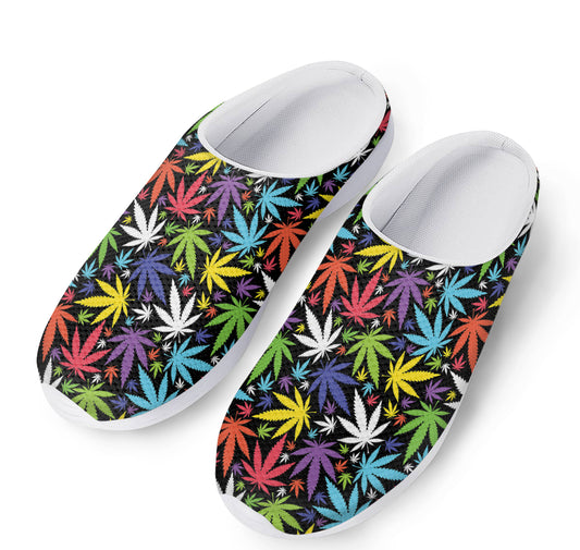 Colorful Weed Leaf Pattern Print Mesh Casual Shoes
