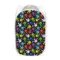 Colorful Weed Leaf Pattern Print Mesh Laundry Hamper