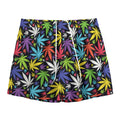 Colorful Weed Leaf Pattern Print Mesh Shorts